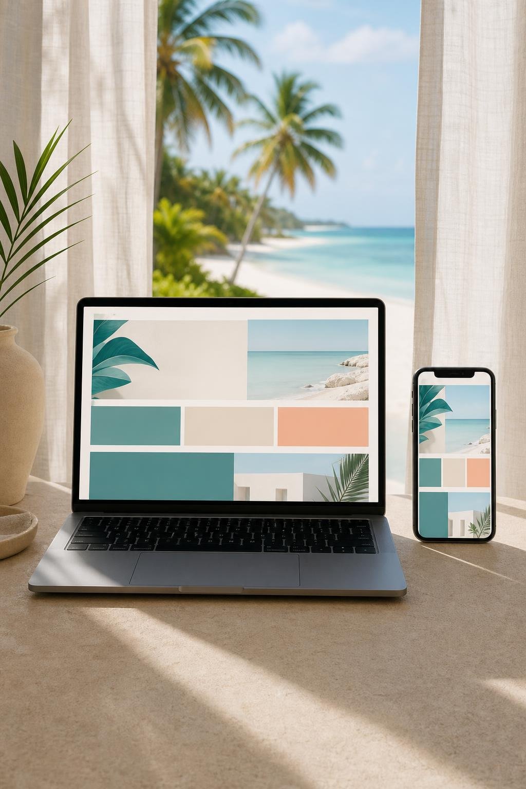 Laptop and phone showing a responsive business website
